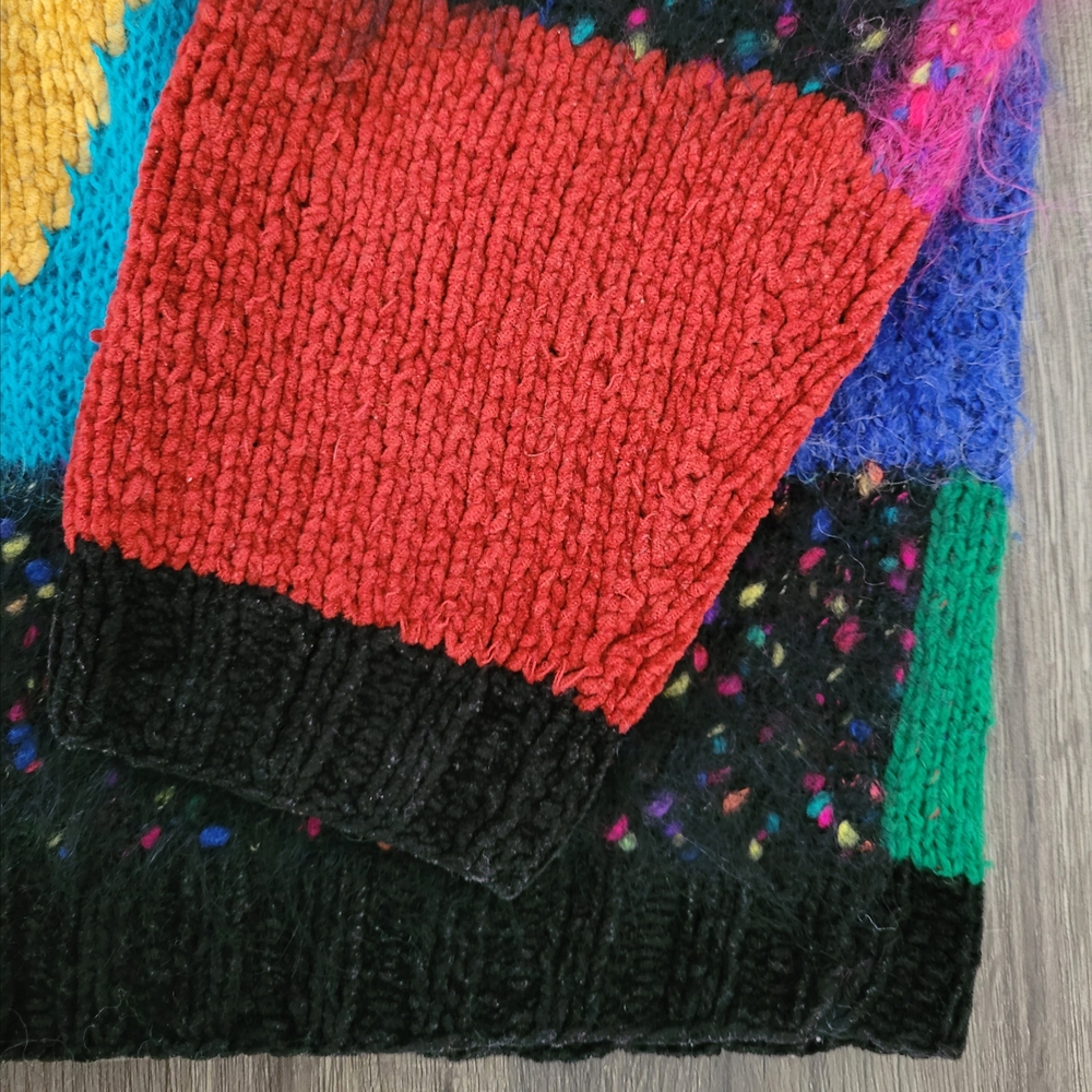 Vintage 90s Mohair Blend Colorblock Carole Little Sweater - Picture 5 of 10